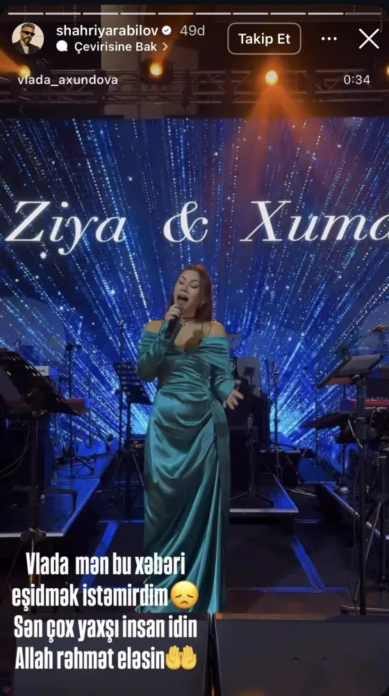 Məşhurlardan Vladanın vəfatı ilə bağlı paylaşım