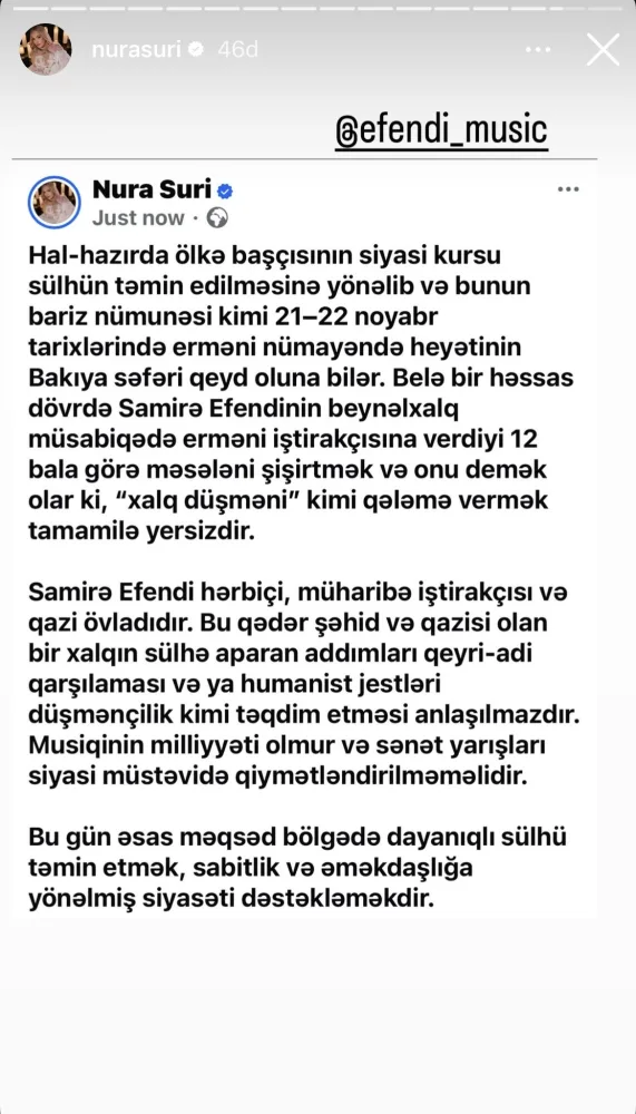 Samirə Əfəndini müdafiə etdi