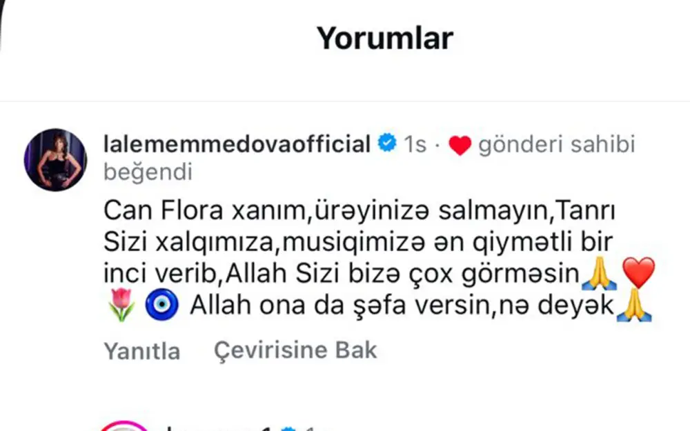 “Allah ona şəfa versin” - Lalədən Eltona