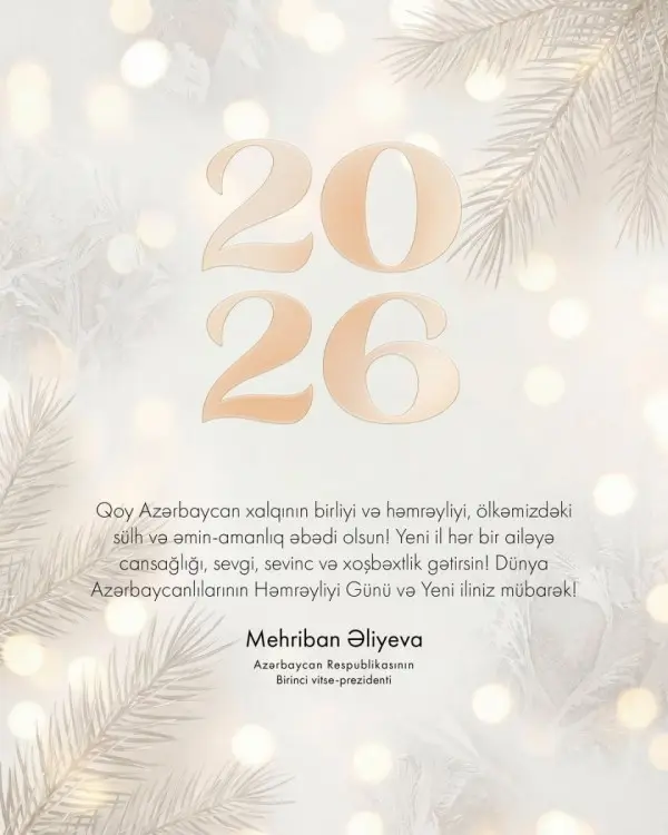 Mehriban Əliyevadan Həmrəylik Günü və Yeni illə bağlı - Paylaşım