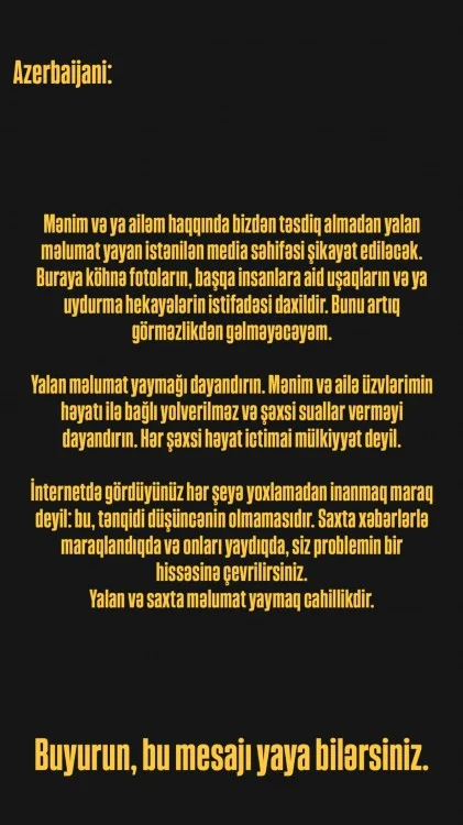 Van Dammın gəlinindən yayılan xəbərlərə reaksiya