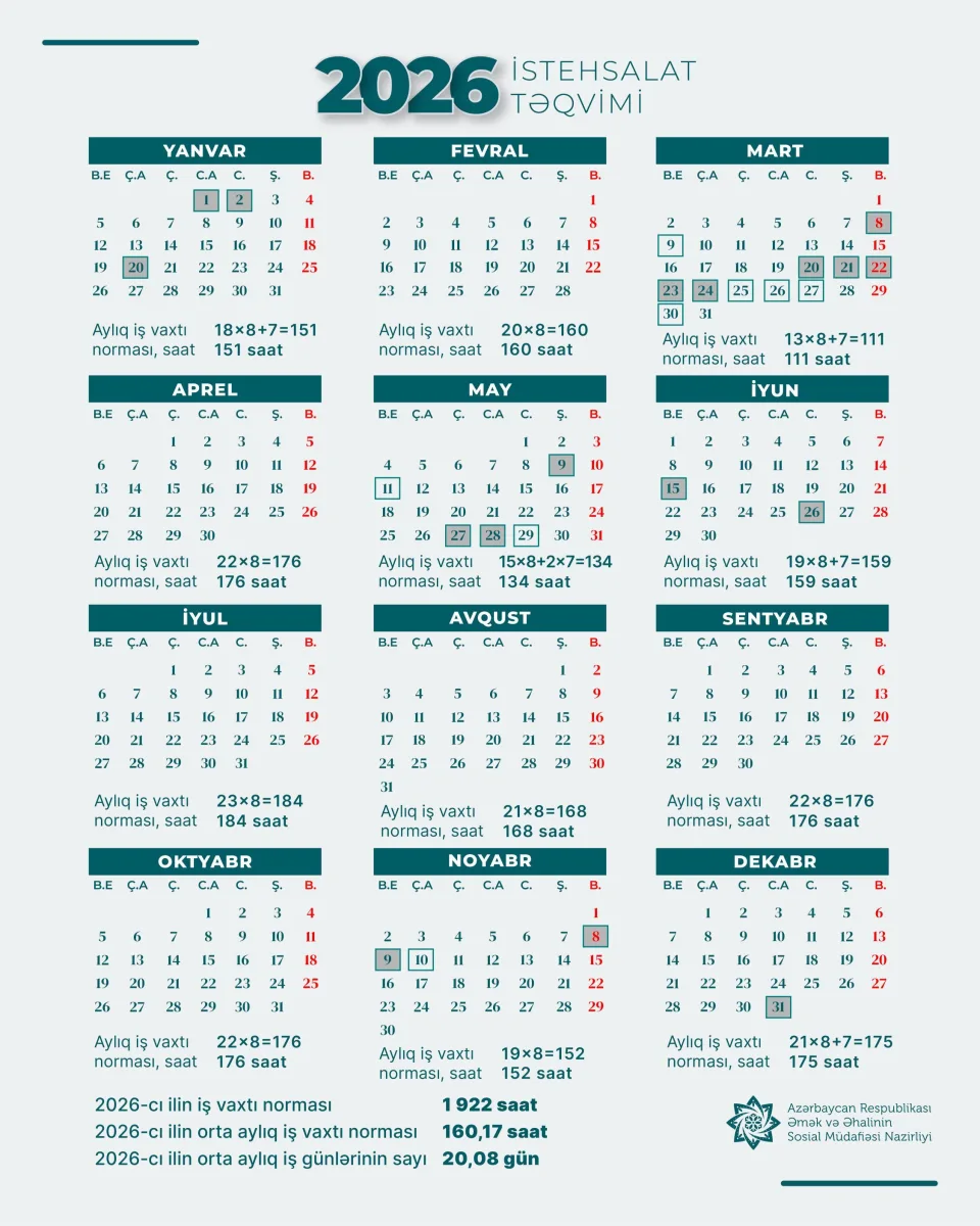 Fevralda neçə gün iş olmayacaq?