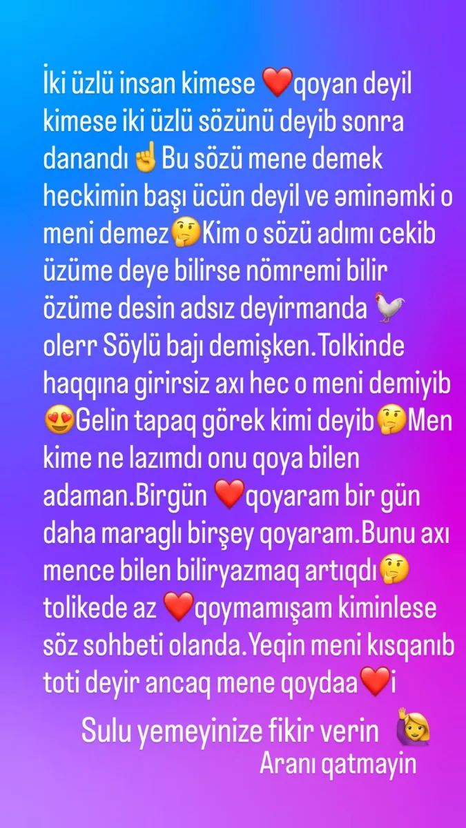 “Bu sözü mənə demək heç kimin başı üçün deyil”
