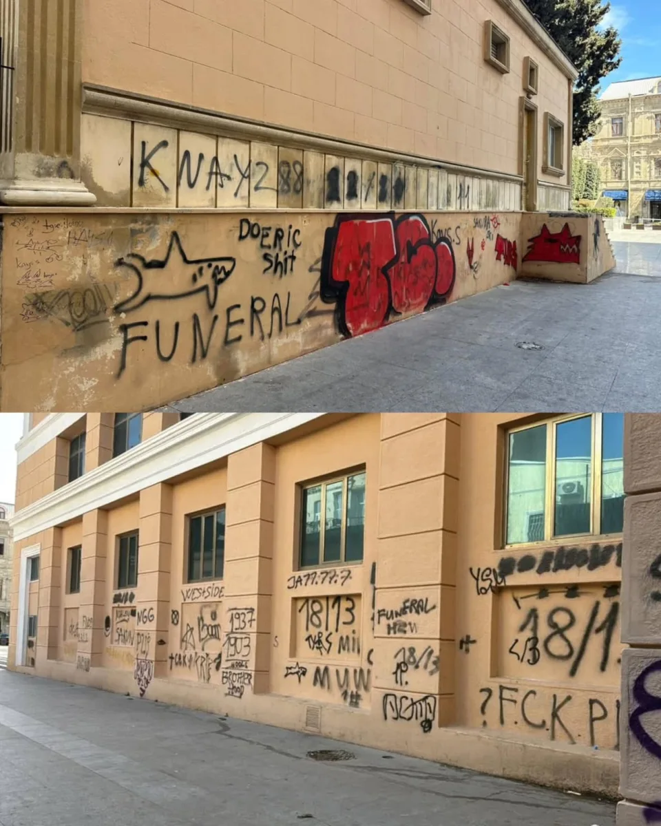 Nizami Kino Mərkəzinin divarlarına qraffiti çəkən şəxslərin kimliyi məlum olub