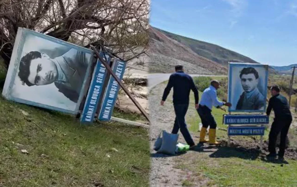 Şairin xatirə lövhəsi əvvəlki yerinə qaytarıldı - Fotolar