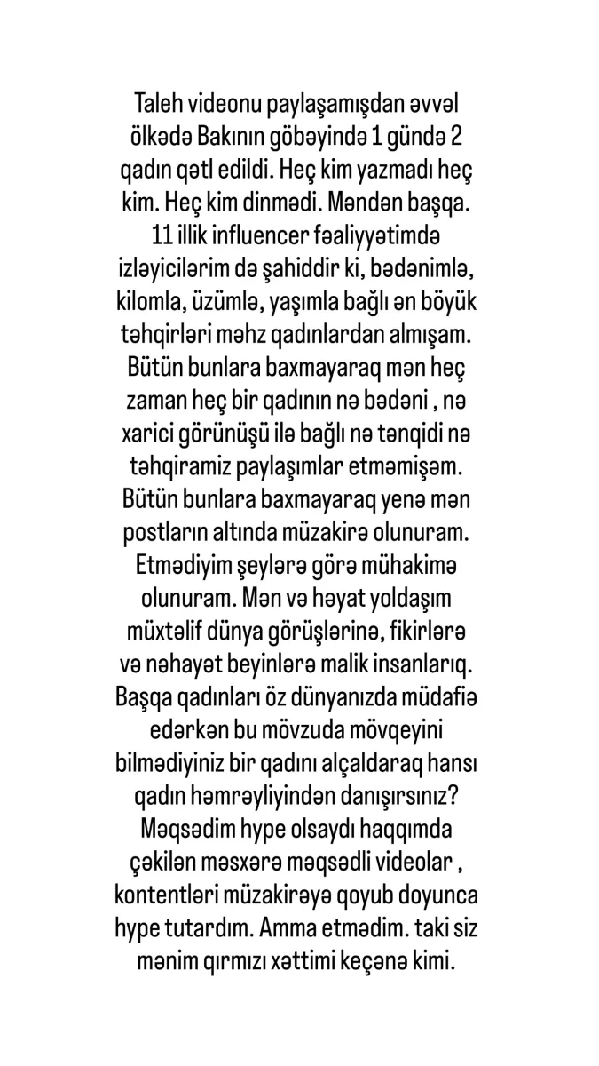 “Məni ağlatdığınız zaman başıma sığal çəkən adama qarşı açıqlama yayım?”