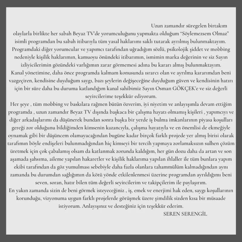 Seren aparıcılıq etdiyi qalmaqallı verilişdən getdi