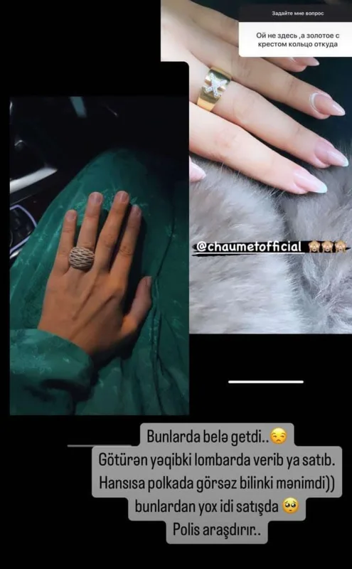 Həyat yoldaşının avtomobilindən üzükləri oğurlandı