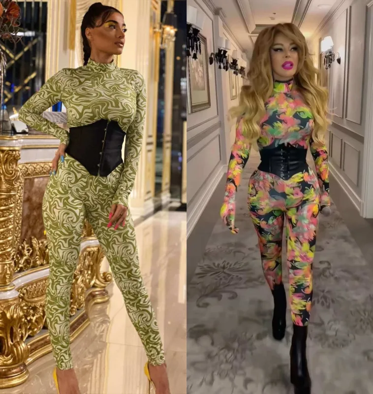 Aygün Kazımova və Səmra oxşar libasda