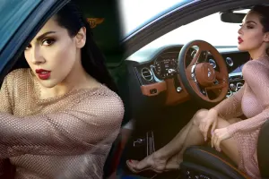 Aisel 620 minlik avtomobillə kamera qarşısında