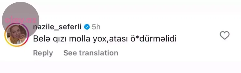 İranlı qıza yazdığı şərh tənqid olundu