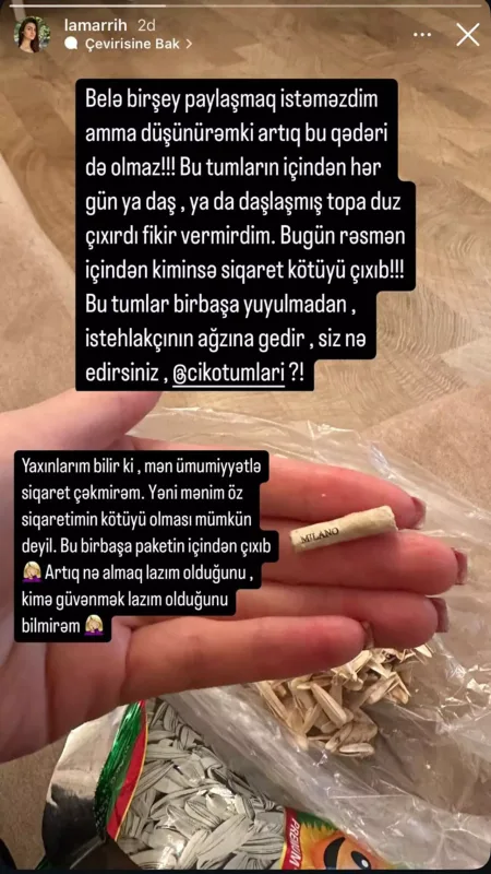 ““Çiko”nun içindən siqaret kötüyü çıxdı”