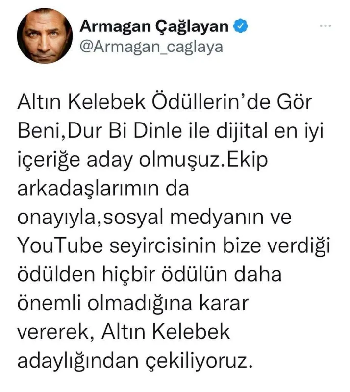 “Altın Kelebek”dən imtina etdi