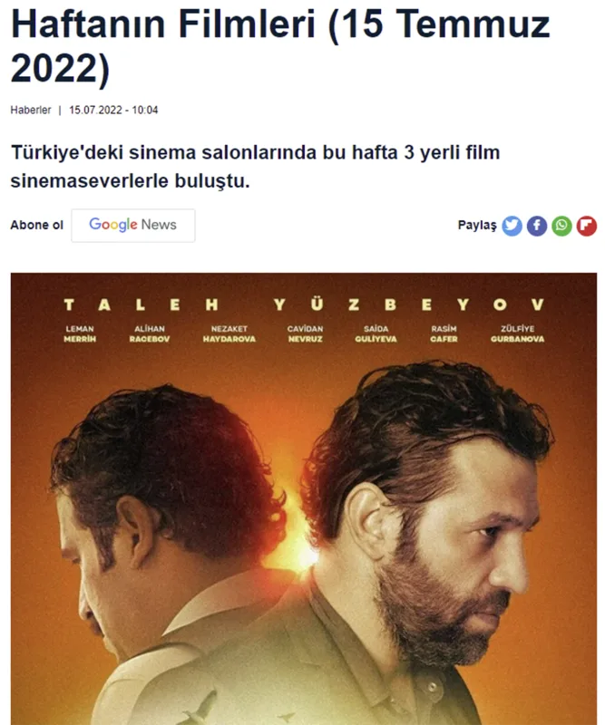 Azərbaycan yox, Türkiyə filmi kimi təqdim edildi