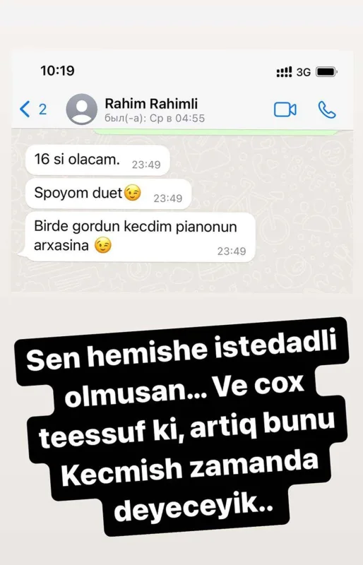 Xəyyam Rəhimlə yazışmalarını paylaşdı