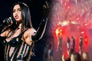 Səhnədə oxuyarkən fişənglər partladı