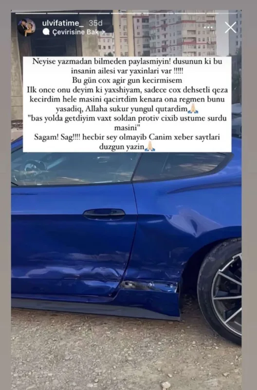 Fatimə qəzaya düşdü