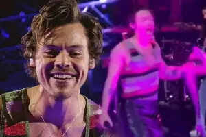 Səhnədə Fələstin bayrağını yerə atdı