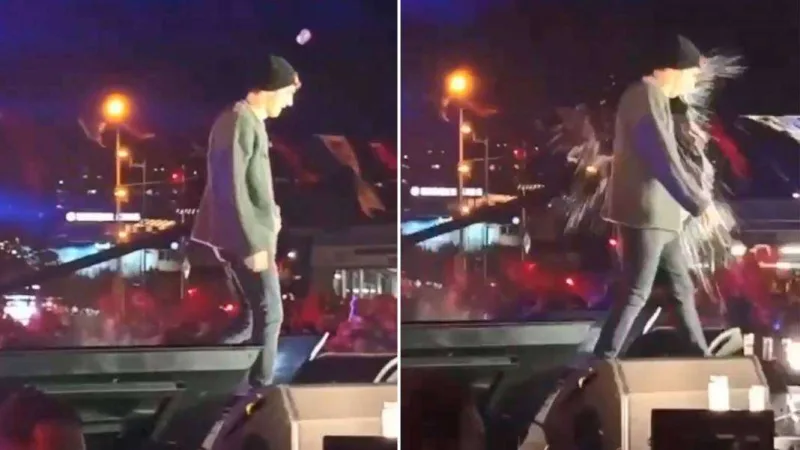 Səhnədə üstünə su şüşəsi atdılar