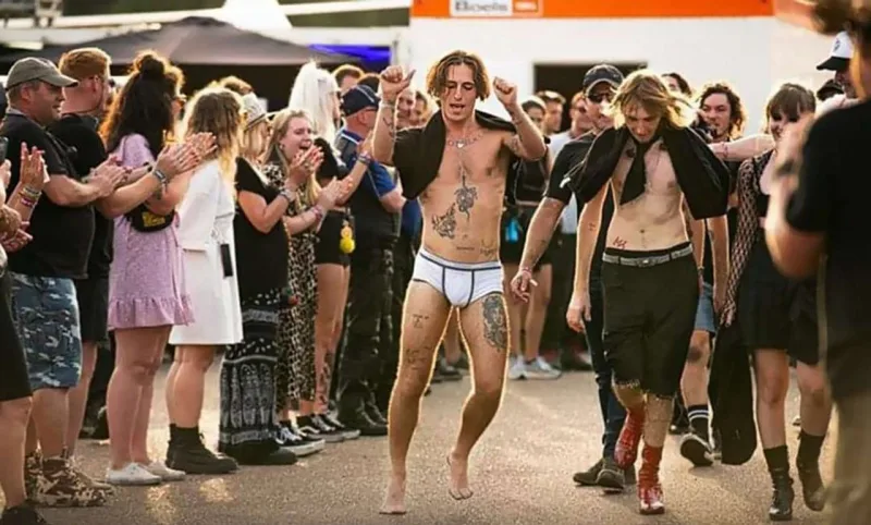 Səhnəyə alt paltarında çıxdı