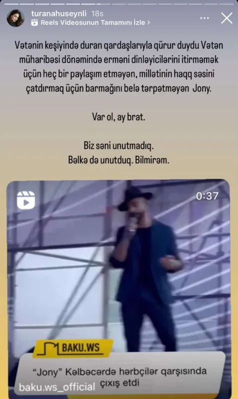 Kəlbəcərdə konsert verən Coniyə sərt tənqid