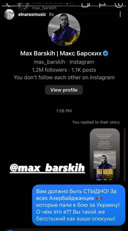 Elnarədən Barskixə mesaj