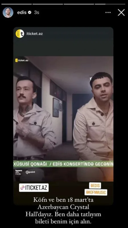 “Mən daha şirinəm, bileti mənə görə alın” - Bakı konsertindən yazdı