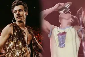 Səhnədə ayaqqabısından içki içdi