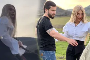 Atın belində çətin anlar yaşadı - Video