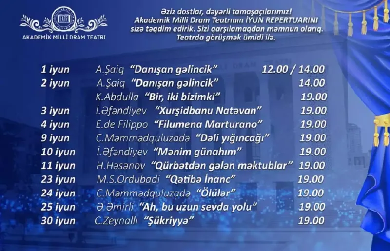 AzDrama-nın iyun repertuarı