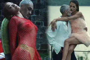 Əri ilə birgə kamera qarşısında...