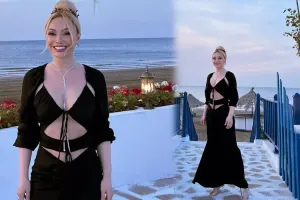 Nuranın dekolteli libası...