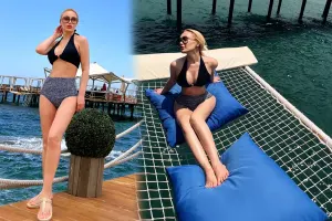 Nura çimərlik geyimində