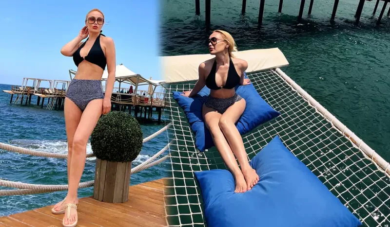 Nura çimərlik geyimində