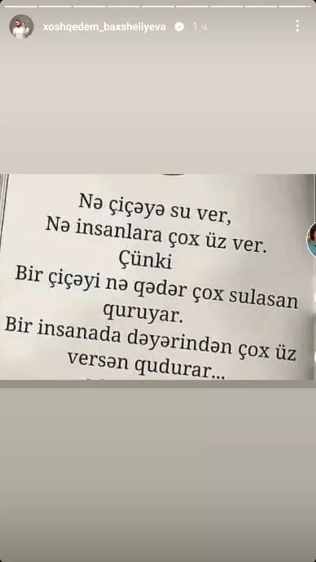 Xoşqədəm: "Bir insana dəyərindən çox üz versən, qudurar"