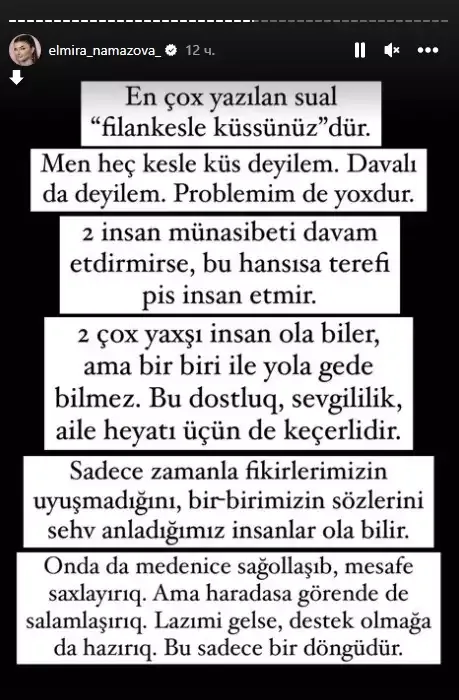 "İki nəfər münasibəti davam etdirmirsə..."