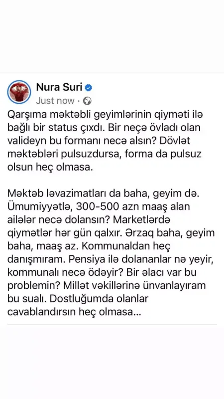"Dövlət məktəbləri pulsuzdursa, forma da pulsuz olsun heç olmasa"