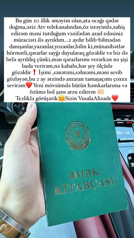 20 il işlədiyi ATV-dən bu sözlərlə ayrıldı