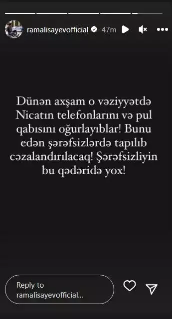 Nicatın telefonları və pulqabısı oğurlandı