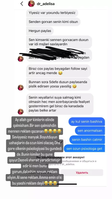 Pərvin həkim izləyicisini ifşa etdi: "Səviyyəsiz manyak..."