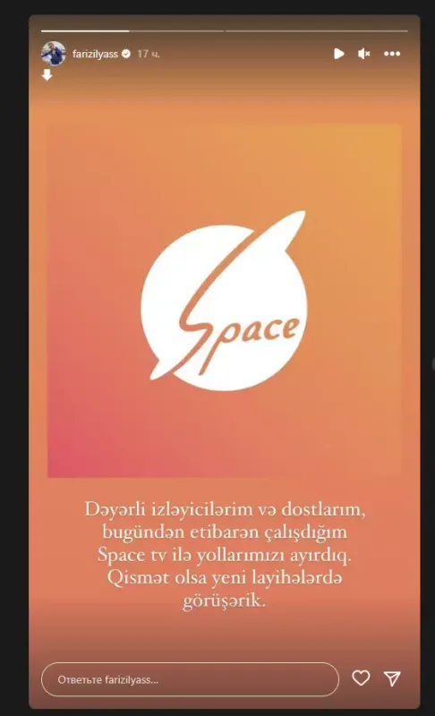 "Space Tv" ilə yollarını ayırdı