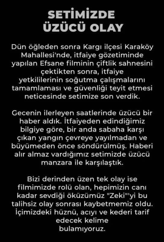 Filmin çəkiliş meydançasında yanğın