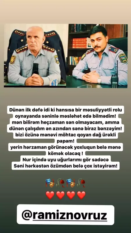 Ramiz Novruzun oğlu atasından yazdı