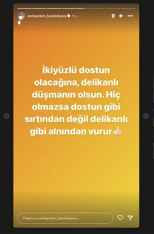 Xoşqədəm: "Heç olmazsa kürəyindən deyil, alnından vurar"