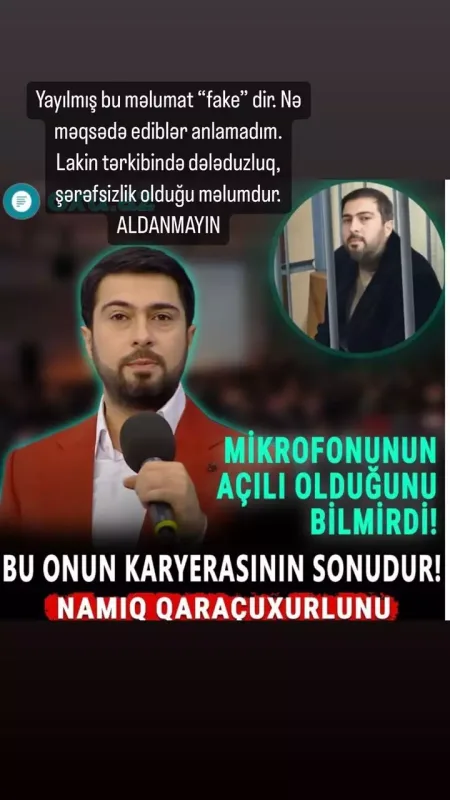 Namiq Qaraçuxurludan həbs olunması xəbərinə reaksiya