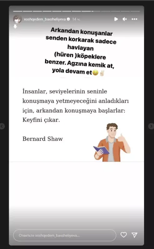 Xoşqədəm: "Arxandan danışanlar hürən itlərə bənzəyər, ağzına..."