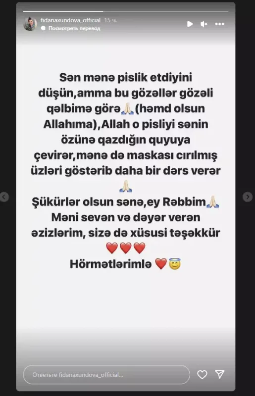 Fidan: "Mənə pislik etdiyini düşün, amma..."