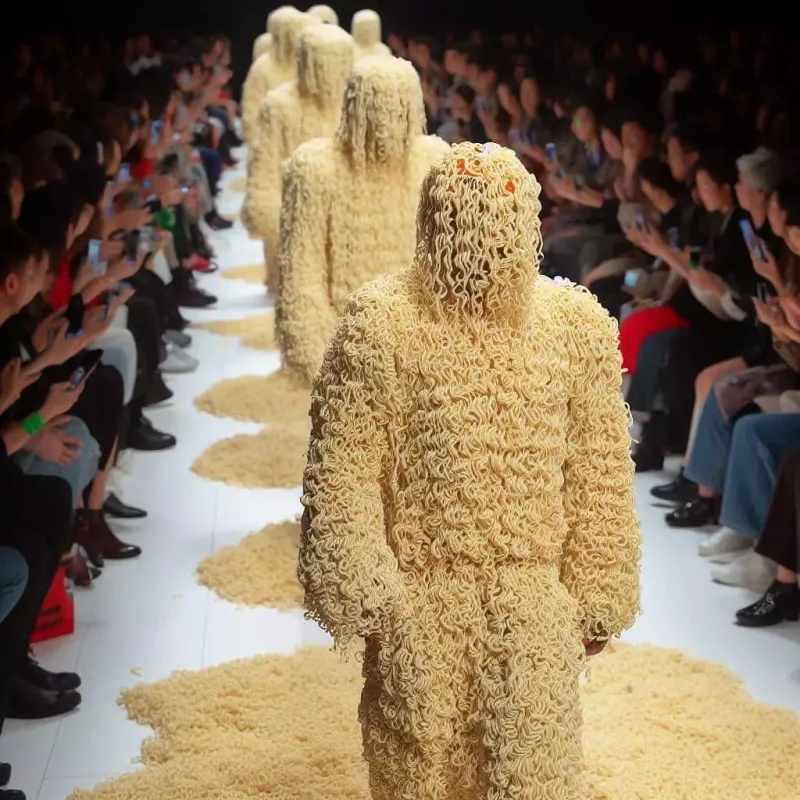 Qəribə dəfilə - Əriştəli geyimlər...