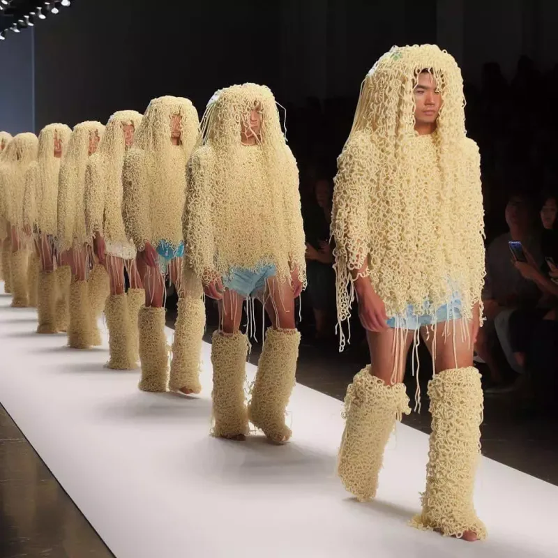 Qəribə dəfilə - Əriştəli geyimlər...