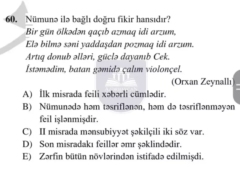 Orxanın trekindən imtahanda istifadə olundu